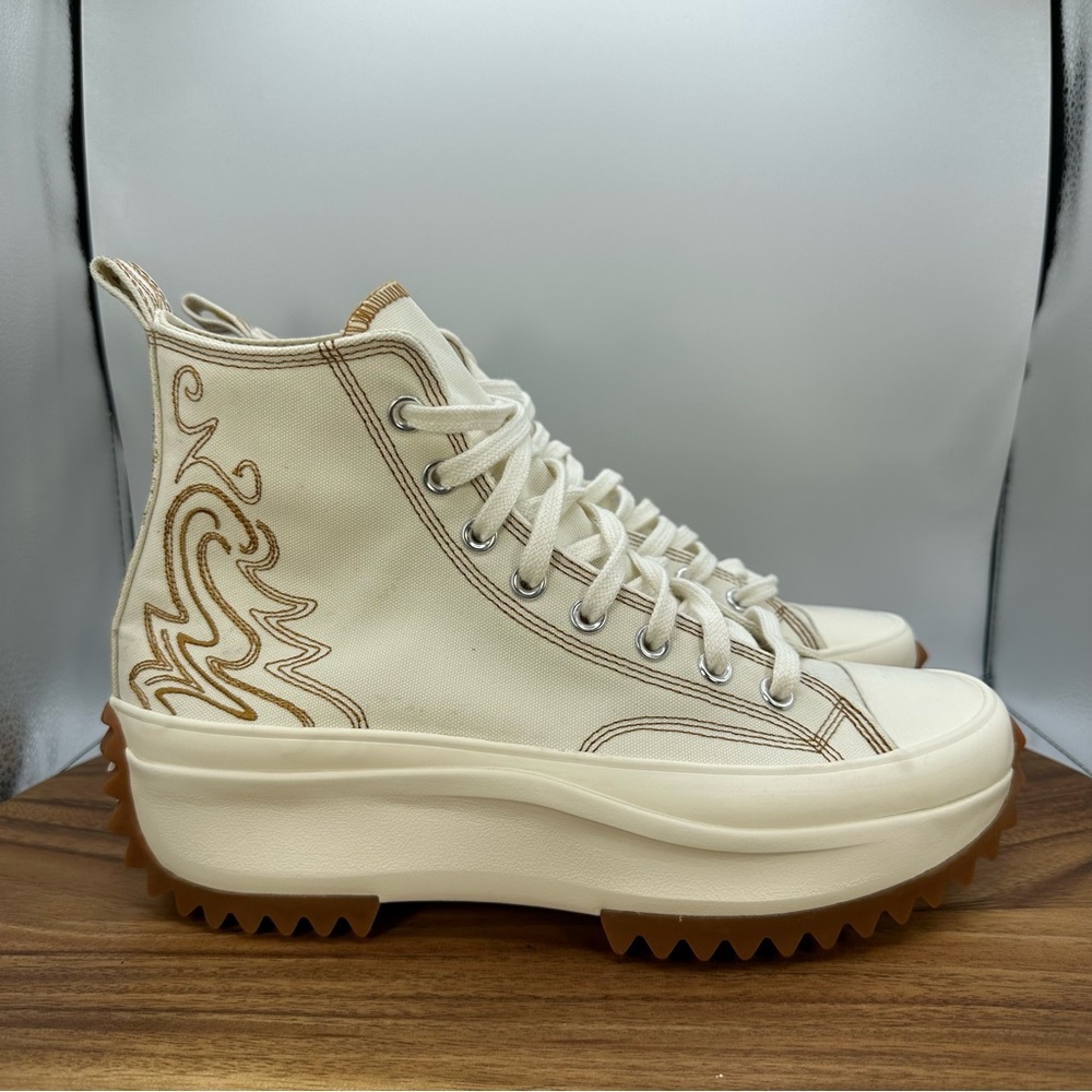 Converse Run Star Hike Platform High Western Embroidery Cream Gum Women 11